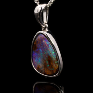 Sterling Silver Blue Green Boulder Opal Pendant