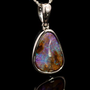 Sterling Silver Blue Green Boulder Opal Pendant