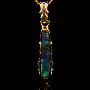 Yellow Gold Blue Green Boulder Opal Pendant