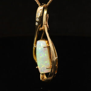 Yellow Gold Blue Green Yellow Orange Pink Crystal Opal and Diamond Pendant