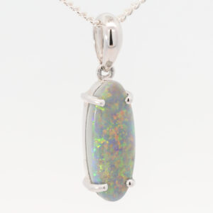 White Gold Blue Green Yellow Orange Pink Semi Black Opal Pendant