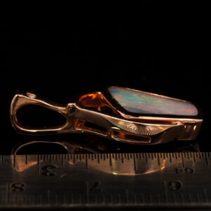 Rose Gold Blue Green Yellow Orange Pink Solid Australian Boulder Opal and Diamond Pendant Necklace