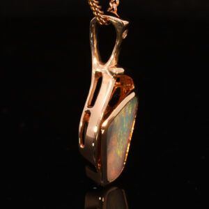 Rose Gold Blue Green Yellow Orange Pink Solid Australian Boulder Opal and Diamond Pendant Necklace