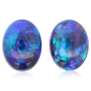 Unset Blue Green Black Opal Pair
