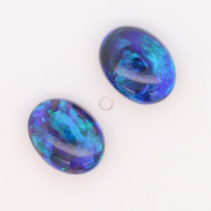 Unset Blue Green Black Opal Pair