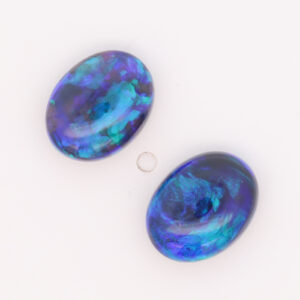 Unset Blue Green Black Opal Pair