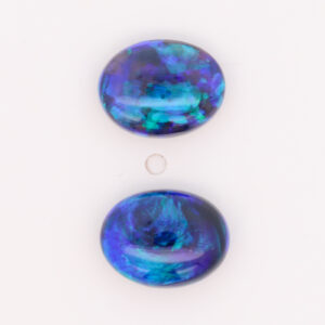 Unset Blue Green Black Opal Pair