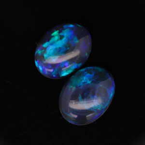 Unset Blue Green Black Opal Pair