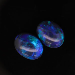 Unset Blue Green Black Opal Pair
