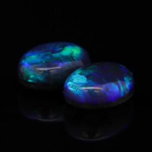 Unset Blue Green Black Opal Pair