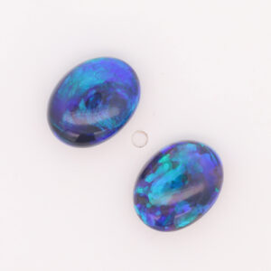 Unset Blue Green Black Opal Pair
