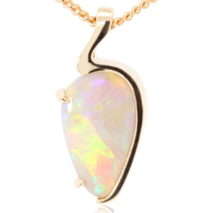 Custom Yellow Gold Blue Green Yellow Orange Red Purple Semi Black Opal Pendant