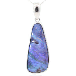 Sterling Silver Blue Green Purple Boulder Opal Pendant