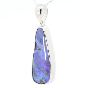 Sterling Silver Blue Green Purple Boulder Opal Pendant