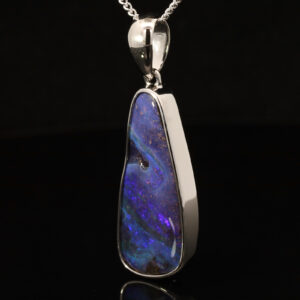 Sterling Silver Blue Green Purple Boulder Opal Pendant