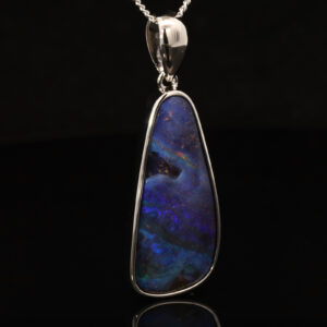 Sterling Silver Blue Green Purple Boulder Opal Pendant