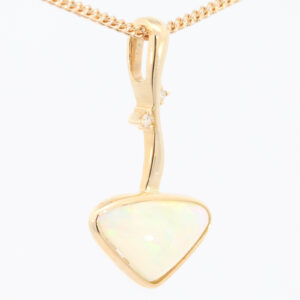Yellow Gold Blue Green Yellow Orange Crystal Opal and Diamond Pendant