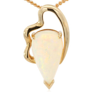 Yellow Gold Blue Green Yellow Orange Crystal Opal Pendant