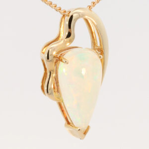 Yellow Gold Blue Green Yellow Orange Crystal Opal Pendant