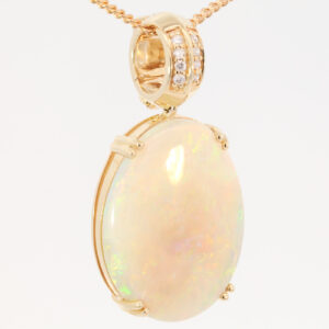 Yellow Gold Blue Green Yellow Orange Crystal Opal and Diamond Pendant