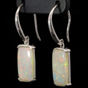 White Gold Blue Green Yellow Orange Pink Crystal Opal Earrings