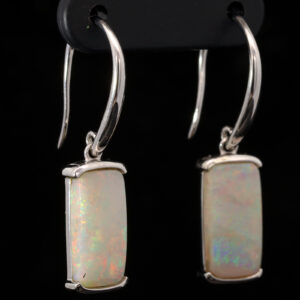White Gold Blue Green Yellow Orange Pink Crystal Opal Earrings