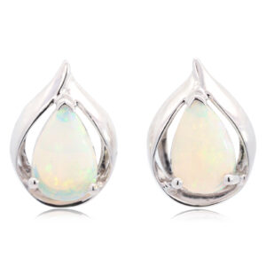White Gold Blue Green Yellow Orange Pink Crystal Opal Earrings