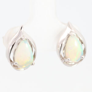 White Gold Blue Green Yellow Orange Pink Crystal Opal Earrings