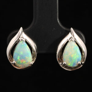 White Gold Blue Green Yellow Orange Pink Crystal Opal Earrings