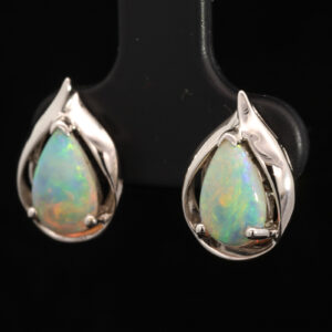 White Gold Blue Green Yellow Orange Pink Crystal Opal Earrings