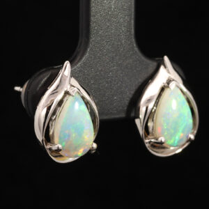 White Gold Blue Green Yellow Orange Pink Crystal Opal Earrings