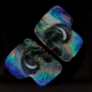 Unset Blue Green Yellow Orange Pink Boulder Opal Split Pair