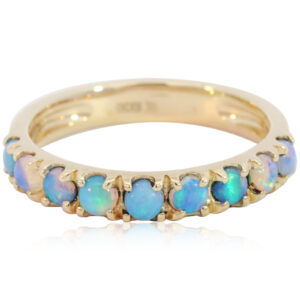Yellow Gold Blue Green Crystal Opal Ring