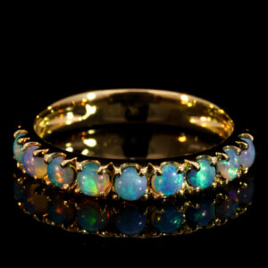 Yellow Gold Blue Green Crystal Opal Ring