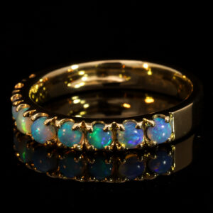 Yellow Gold Blue Green Crystal Opal Ring