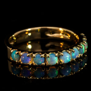 Yellow Gold Blue Green Crystal Opal Ring