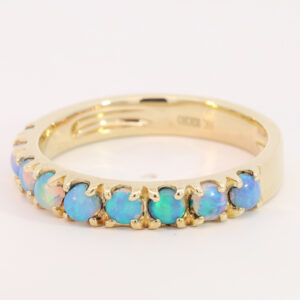 Yellow Gold Blue Green Crystal Opal Ring