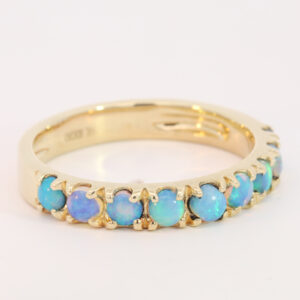 Yellow Gold Blue Green Crystal Opal Ring