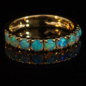 Yellow Gold Blue Green Crystal Opal Ring