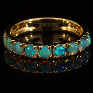 Yellow Gold Blue Green Crystal Opal Ring