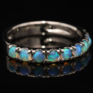 White Gold Blue Green Crystal Opal Ring