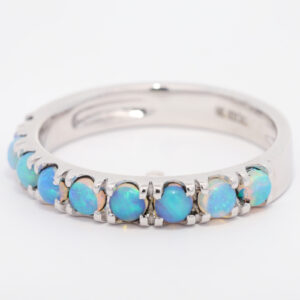 White Gold Blue Green Crystal Opal Ring