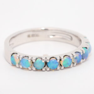 White Gold Blue Green Crystal Opal Ring