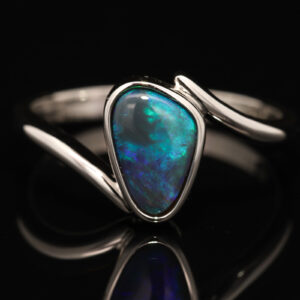 Sterling Silver Blue Green Purple Black Opal Ring