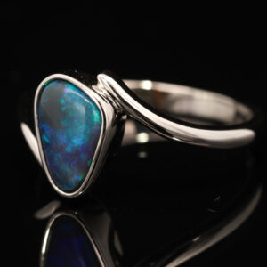 Sterling Silver Blue Green Purple Black Opal Ring