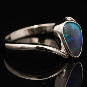 Sterling Silver Blue Green Purple Black Opal Ring