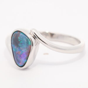 Sterling Silver Blue Green Purple Black Opal Ring