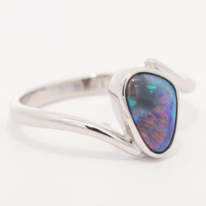 Sterling Silver Blue Green Purple Black Opal Ring