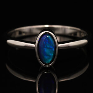 Sterling Silver Blue Green Black Opal Ring