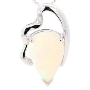 White Gold Blue Green Yellow Orange Crystal Opal Pendant